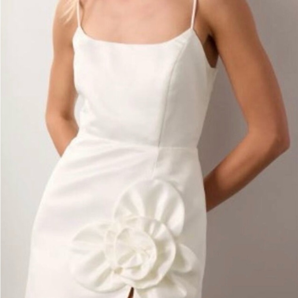 White Teresa Mini Dress Delfi Collective Formal with Floral Accent